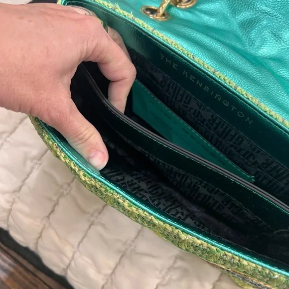 Kurt Geiger Woven Green and Blue Shoulder Bag - Picture 6 of 8